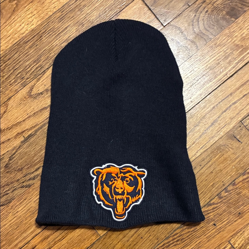 Kids Black Beanie with Bear Logo
